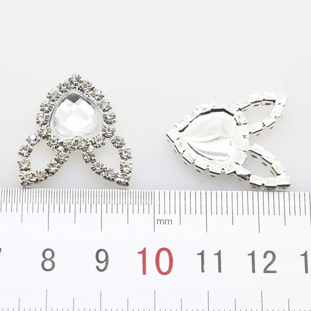 

YWXINXI10 hot sale heart-shaped 20*24mm rhinestone base bunny ears, DIY embellishment of clothing jewelry decoration