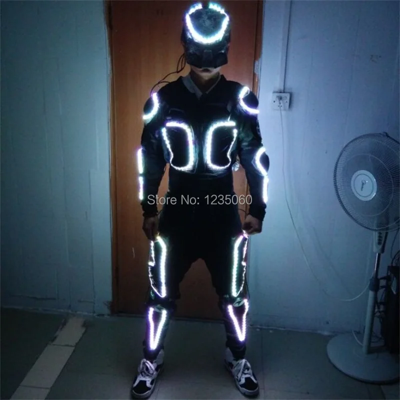 Ставить 7 Цвет светодиодный костюмы с маской для сценического шоу Танцы
