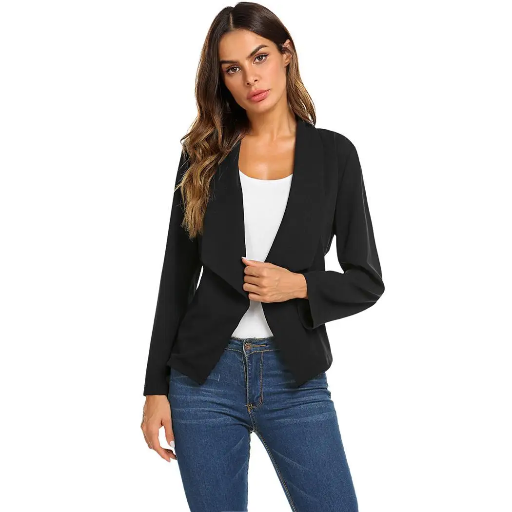 Women Casual Turn-Down Collar Long Sleeve Spring Autumn Solid Belt Open Front Slim Jackets Open-front | Женская одежда