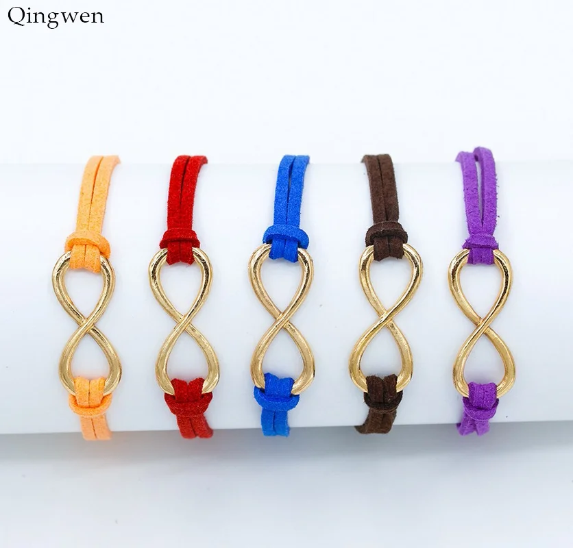 Браслеты Qingwen CE0843/w в европейском стиле Модные Винтажные кожаные браслеты Infinity 8