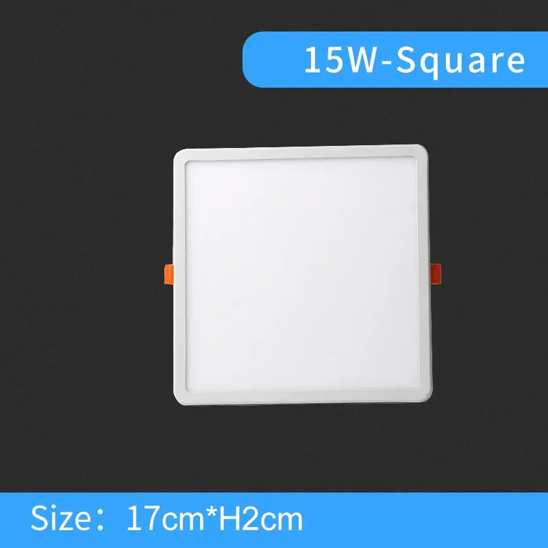15W-Square Светодиодный панельный светильник, ультра тонкий встраиваемый светильник s 6 Вт 8 Вт 15 Вт 20 Вт 220 в 230 В круглый квадратный потолочный панельный светильник - Испускаемый цвет: 15W-Square