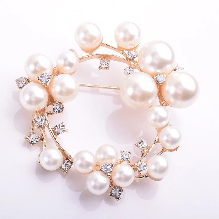 Женская брошка с искусственным жемчугом USTAR шпильки золотистого цвета со