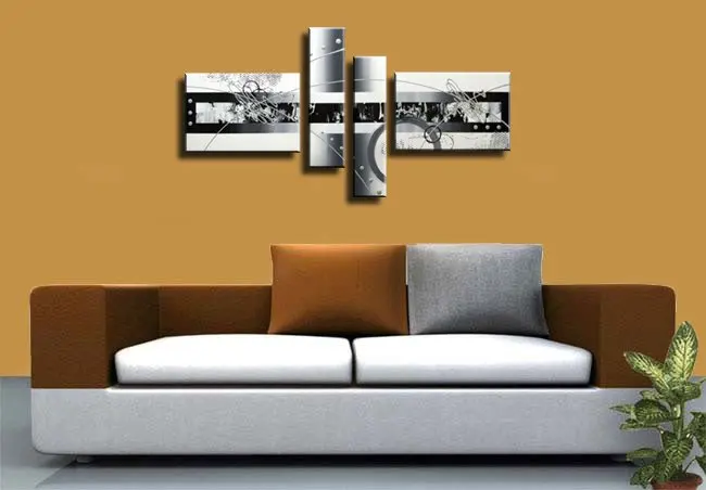 Ручная роспись стены искусства белые черные линии точка украшения дома