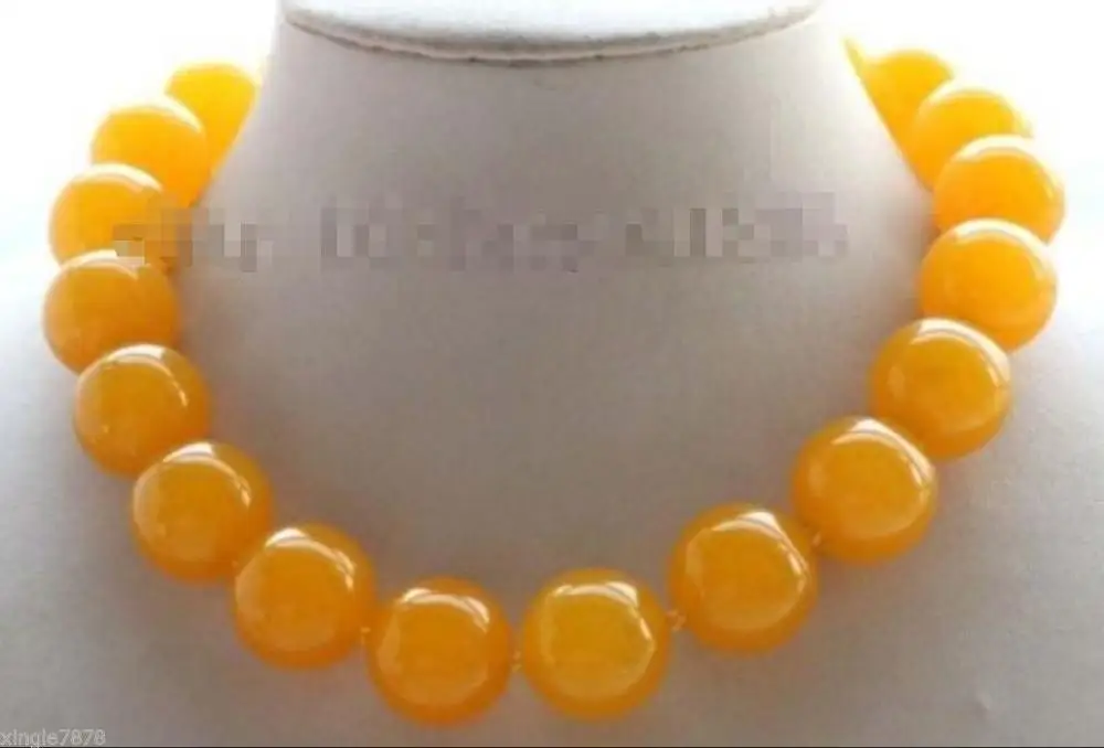 Ожерелье из натурального жёлтого драгоценного камня 14 мм 18 дюймов | Украшения и