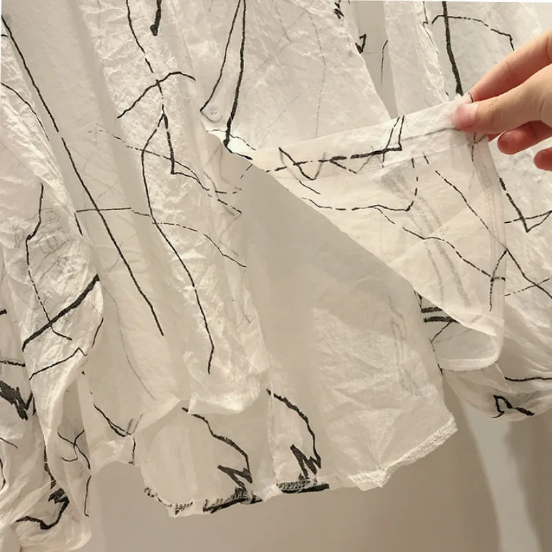 Neploe Harajuku, женские рубашки с принтом, лето, отложной воротник, рукав летучая мышь, блузка, свободная, солнцезащитная, женские топы 44659