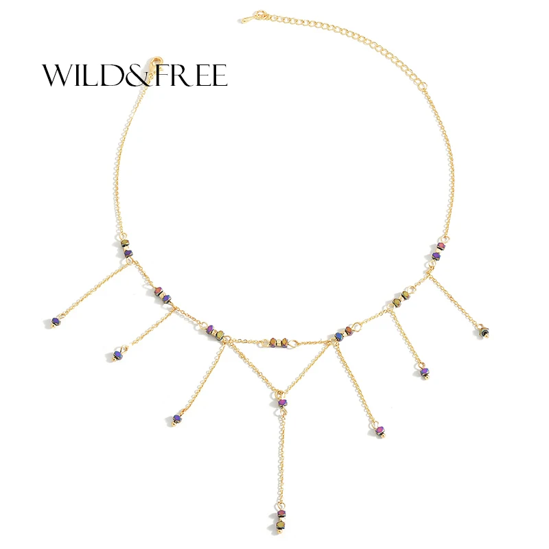 WILD & FREE модные каменные бусы с кисточками колье для женщин изготовлено вручную в