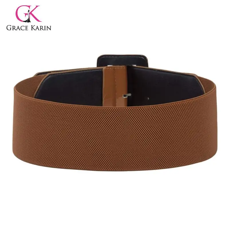 Женский Классический эластичный пояс с пряжкой широкий в стиле ретро подходит