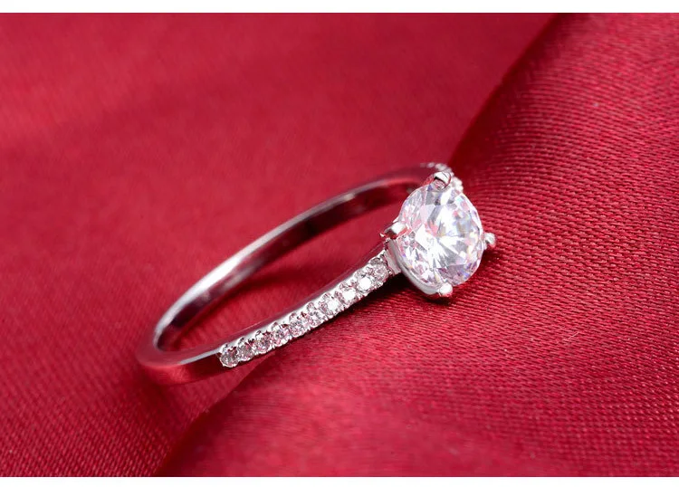 Твердые кольца из стерлингового серебра 925 пробы имитация 6 мм бриллианты для