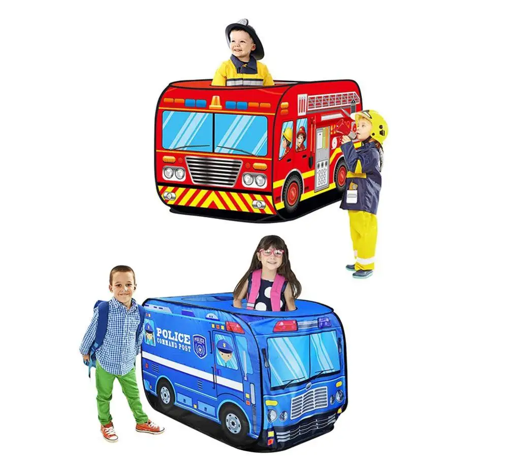

Детская всплывающая Игровая палатка, игрушка, Складной Игровой домик, ткань, пожарная машина, полицейский автомобиль, игра, дом, автобус, Дет...