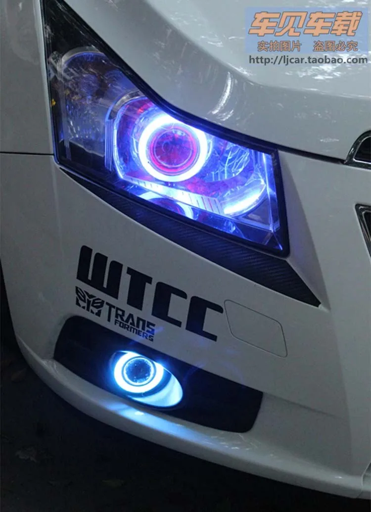 СВЕТОДИОДНЫЙ DRL Дневной ходовой свет COB angel eye, объектив проектора противотуманная фара с крышкой для chevrolet cruze, 2 шт
