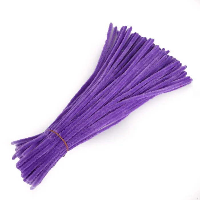 Purple 100 шт 5 мм х 30 см многоцветные пбция стебли синели, очистители труб вечерние принадлежности ручной работы Diy Art Craft - Цвет: Purple