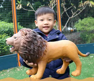 Мягкие пластиковые реалистичные модели диких животных большого размера, реалистичные белые и коричневые фигурки львов, куклы, детские когнитивные игрушки животных