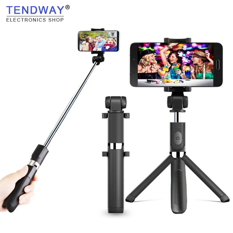 3 в 1 Беспроводная Bluetooth Селфи-палка для iPhone 8 X 7 6s Plus Складная ручная монопод с кнопкой съемки, удлиняемым мини-треногой