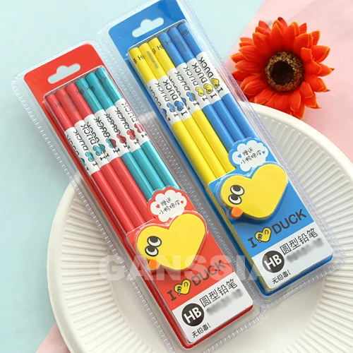 12 шт./лот Kawaii Duck series HB деревянные карандаши с ластиком длина: 7 дюймов детский