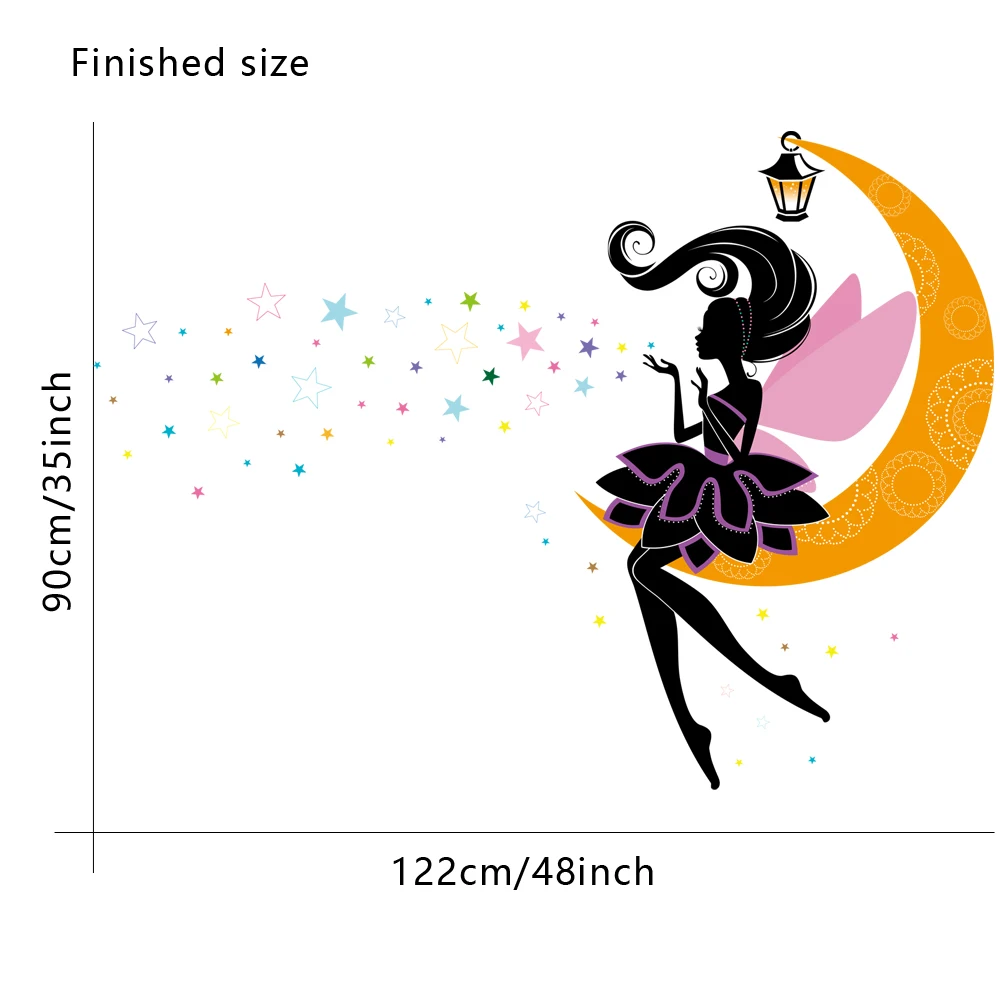 Творческий Луна девочки дети Спальня Съемные Виниловые наклейки самоклеящиеся