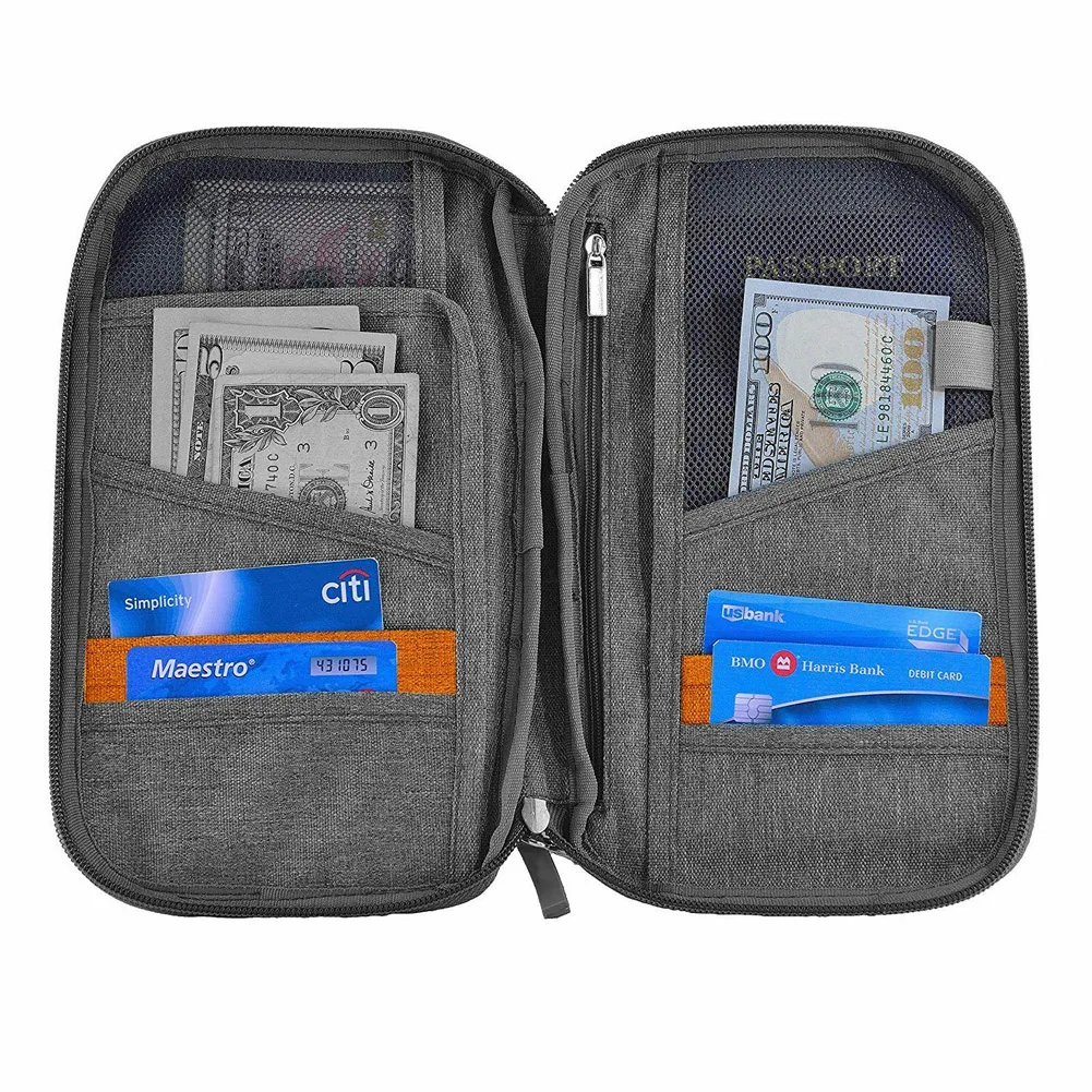 Дорожный кошелек, держатель для паспорта, RFID органайзер, чехол для карт, документов, денег, ID