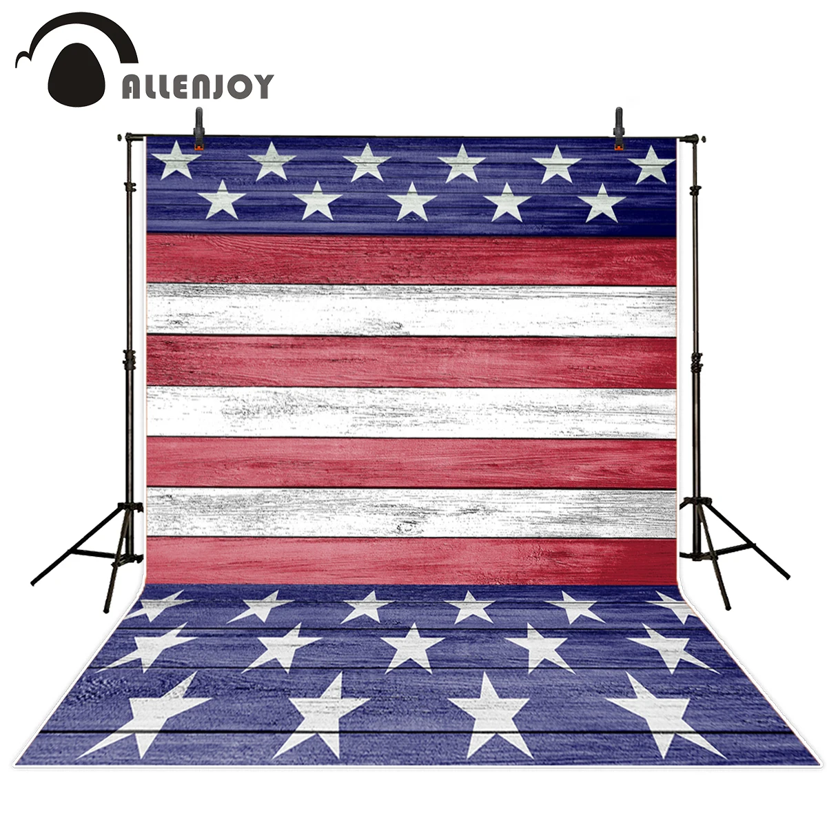 Allenjoy photographic background Wooden White Red Independence Day America Pentacle Festival Activities backdrop excluding stand |