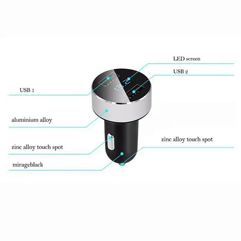 Car Charger 5V 3.1A With LED Display Dual Usb Phone Car-Charger For Xiaomi Samsung S8 iPhone X 8 Plus Tablet | Автомобили и
