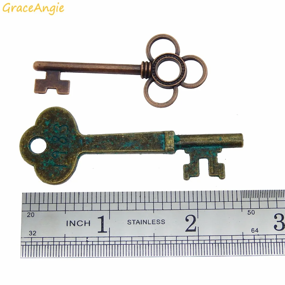 GraceAngie 10 шт. DIY опт Ассорти скелет ключ античный сплав подвески смешанные формы