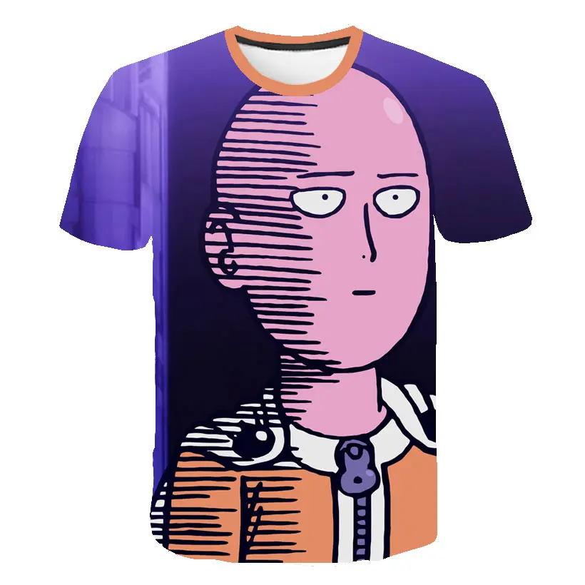 picture color One Punch Man Saitama Sensei, японское аниме, 3D забавная футболка, летняя повседневная футболка с круглым вырезом для мужчин и женщин, одежда с коротким рукавом - Цвет: picture color