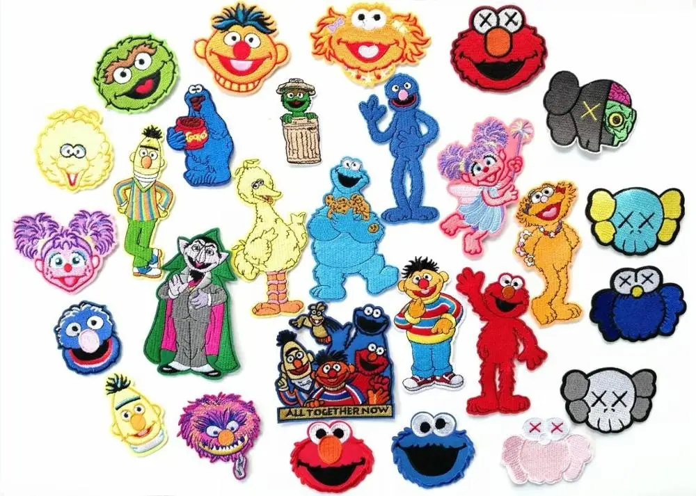 Улица Сезам Железный На Патчи ELMO большая птица печенья монстра Берта Эрни Оскар GROUCH ZOE ROSITA вышитый детский значок