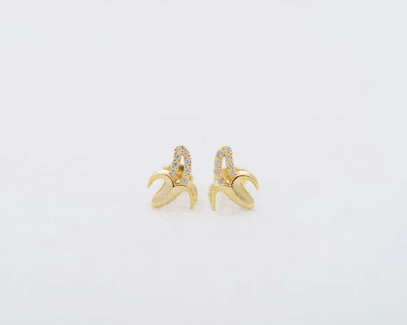 Fashion silver plated banana stud earrings personality hollow out for women wholesale | Украшения и аксессуары