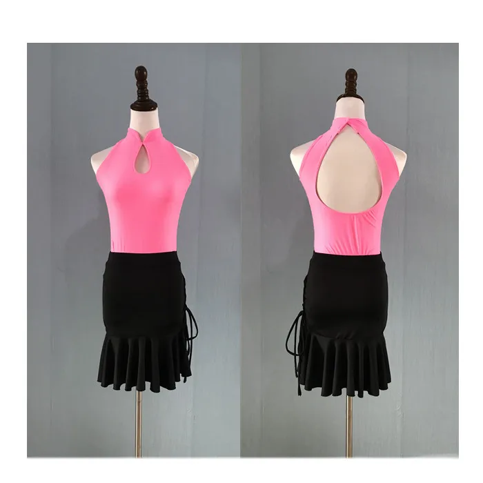 Детское платье для латиноамериканских танцев с боковыми лямками и блестками