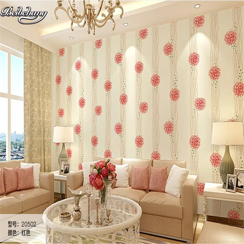

beibehang Pink Wallpaper Bedroom Princess pink fresh creative floral background wallpaper warm romantic room