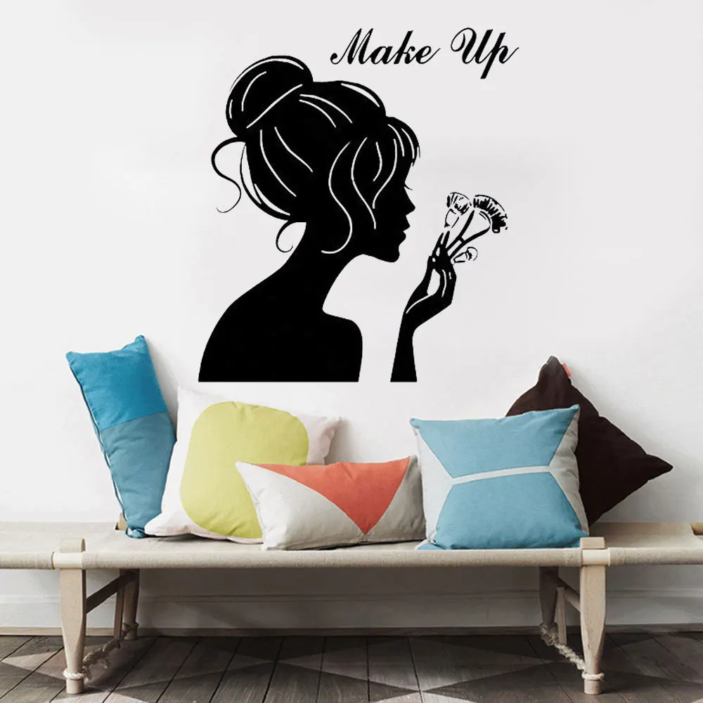 Узор стены Стикеры макияж Красота салон девушка Спальня Wall Art аппликация винил