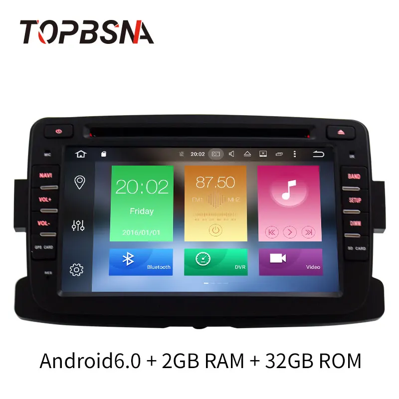 Автомагнитола TOPBSNA Android 6 0 для Dacia/Sandero/Duster/Renault/Captur/Lada/Xray 2/Logan 2 автомобильный