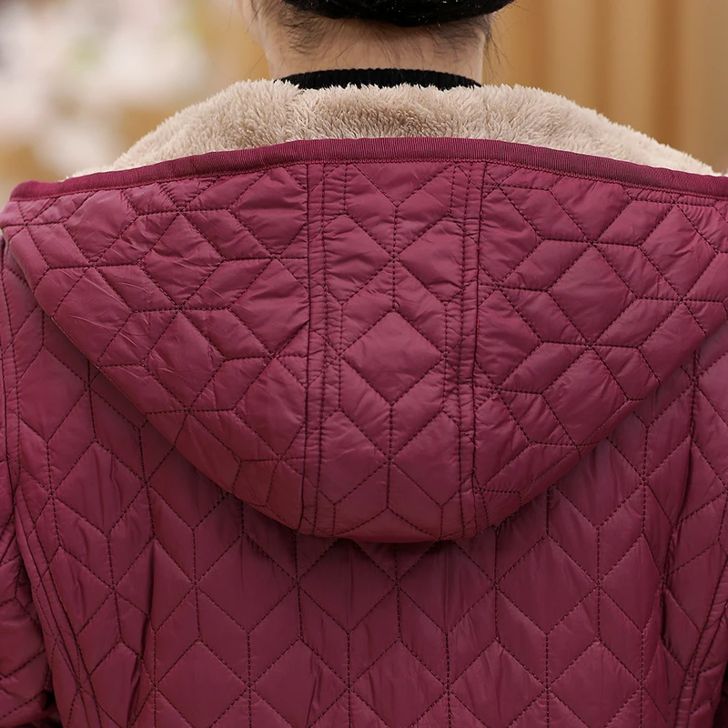 Women Parkas Thick Jacket Winter Coat Long Middle-aged Hooded Warm Cotton Outwear Plus Size 4XL Elderly Mom Padded Velvet Coats