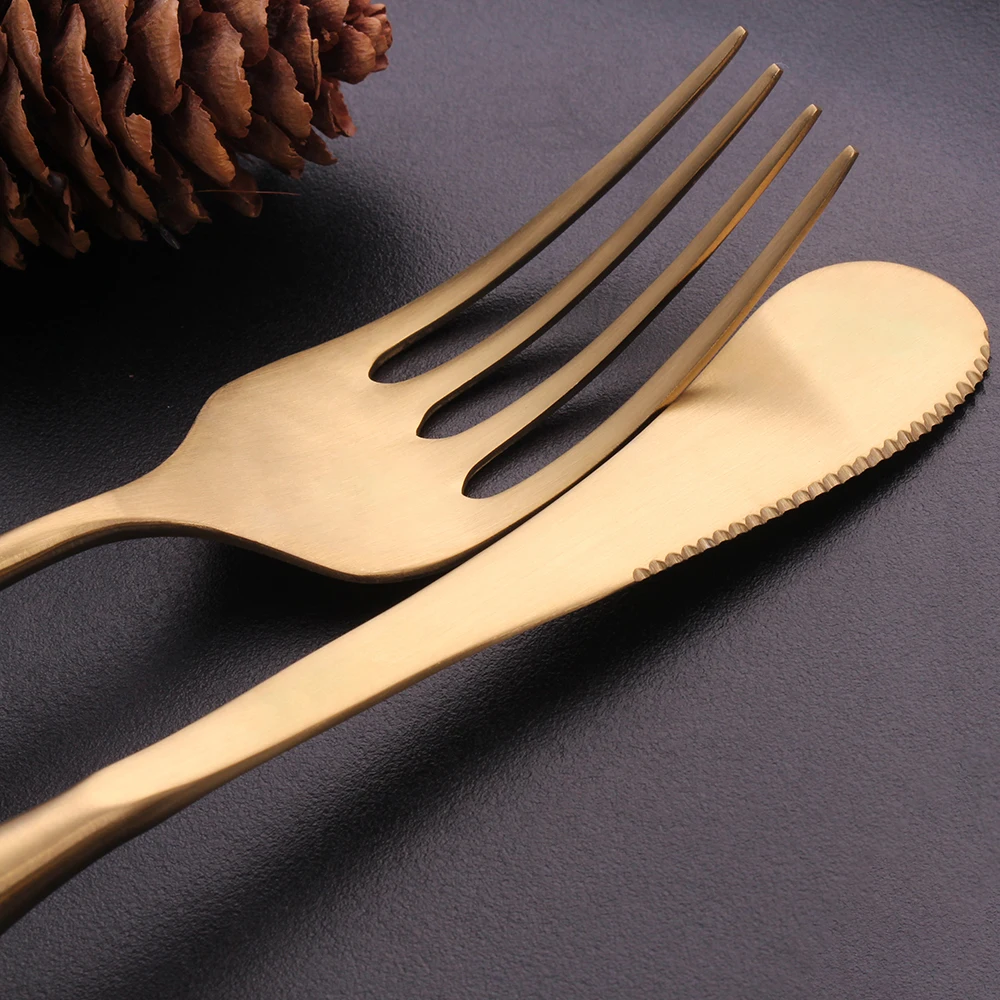 Горячая Распродажа 4 штуки Золотая посуда из нержавеющей стали 304 западные