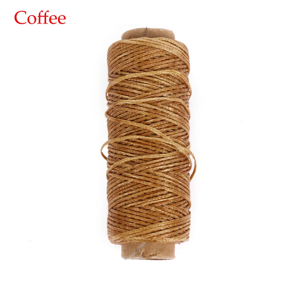 coffee 50 м прочный 150D кожаный вощеный шнур нить DIY инструмент для рукоделия ручная строчка нить плоская Вощеная швейная линия Швейные аксессуары - Цвет: coffee