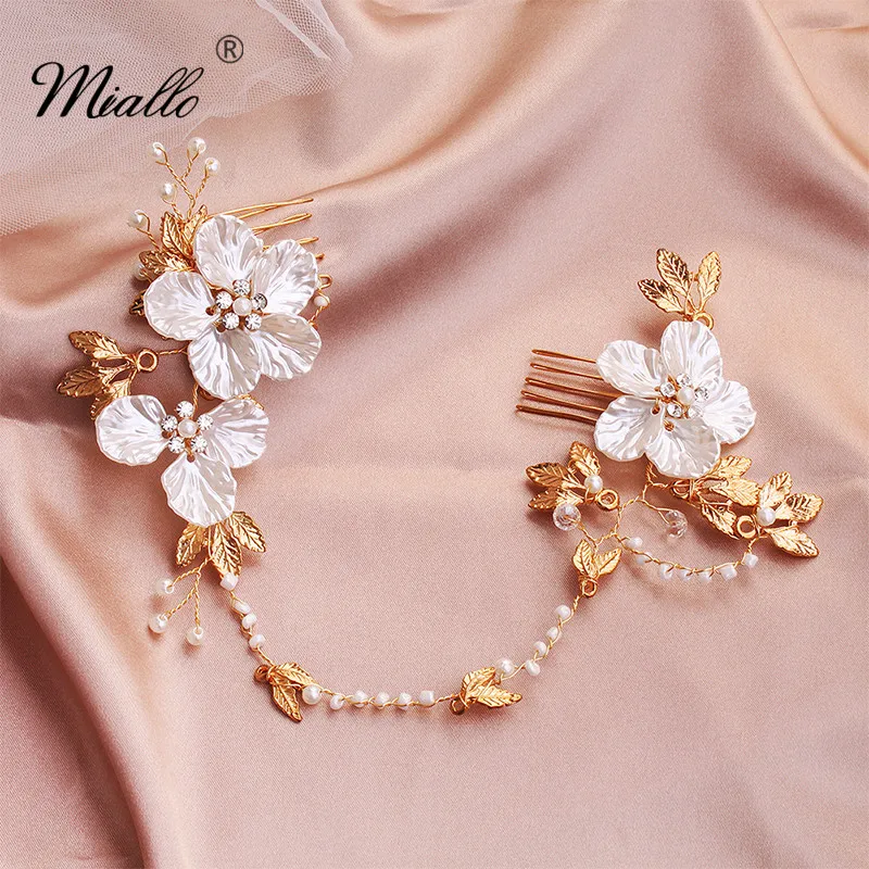 Модные свадебные шпильки Miallo для волос с искусственными золотыми цветами