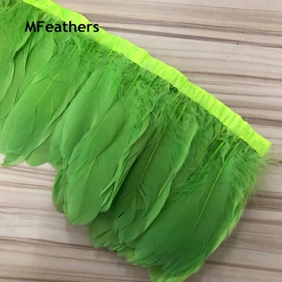apple green Небесно-Голубое украшение из гусиных перьев(цена за 10 ярдов) гуси украшение из гусиных перьев полоски boas для Шали Обертывания ткани шнурки пояса ремесла - Цвет: apple green