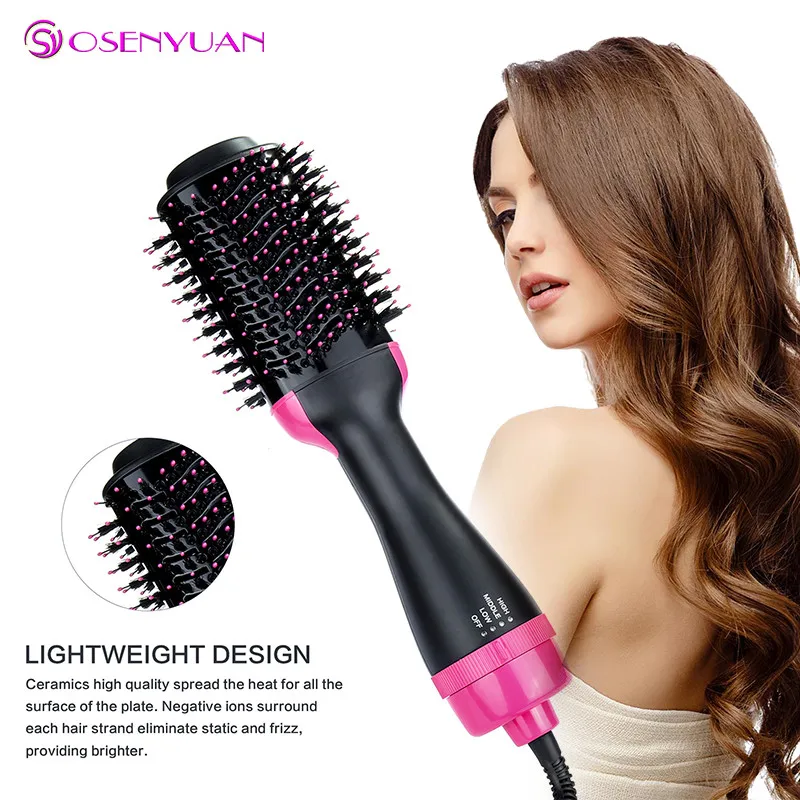 

Best Sell Hair Dryer and Volumizer, ManKami Salon Hot Air Paddle Styling Brush Negative Ion Generator Hair Straightener Curler