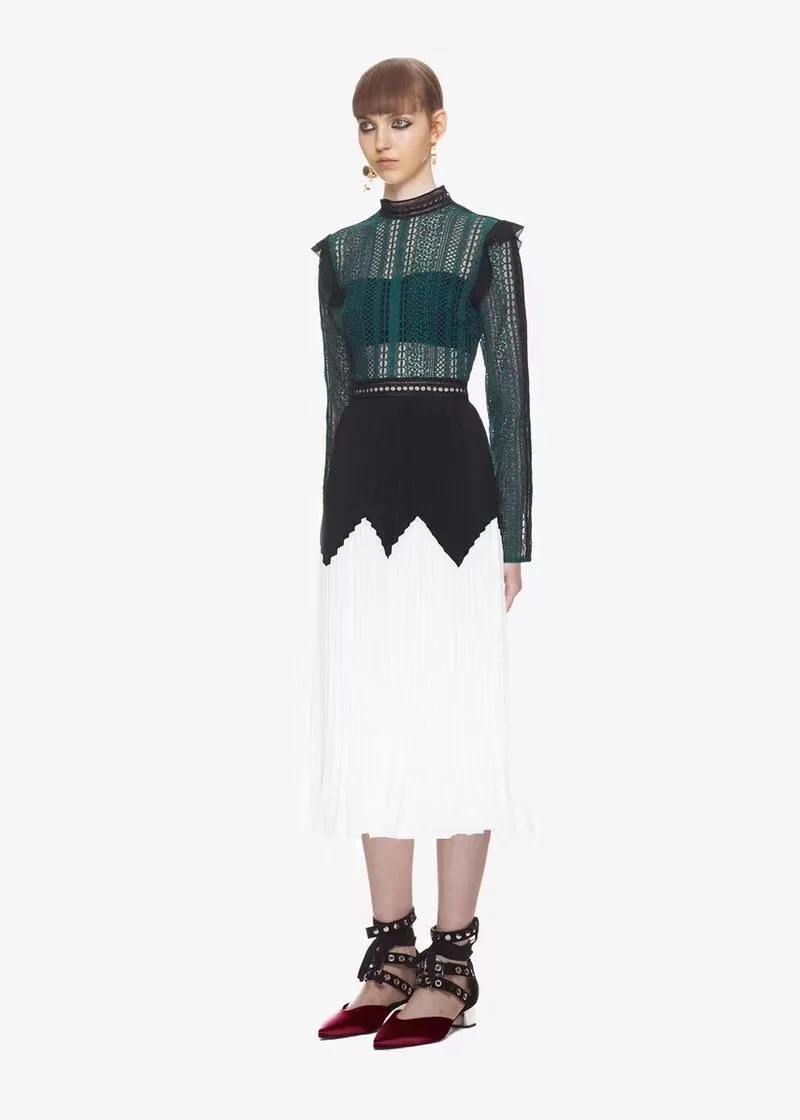 S XL платье для автопортрета 2018 элегантное женское Плиссированное шифоновое