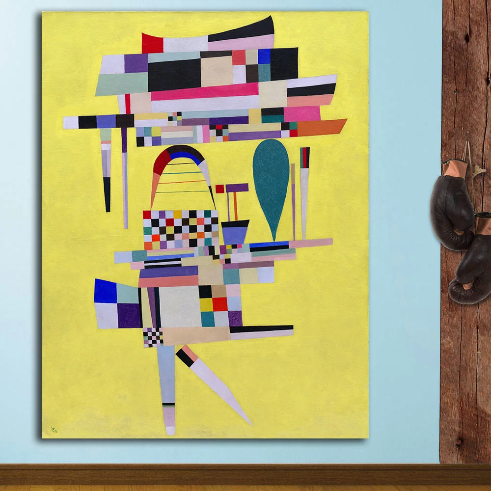 Желтая живопись по Wassily Kandinsky холст для гостиной домашний декор картина маслом на