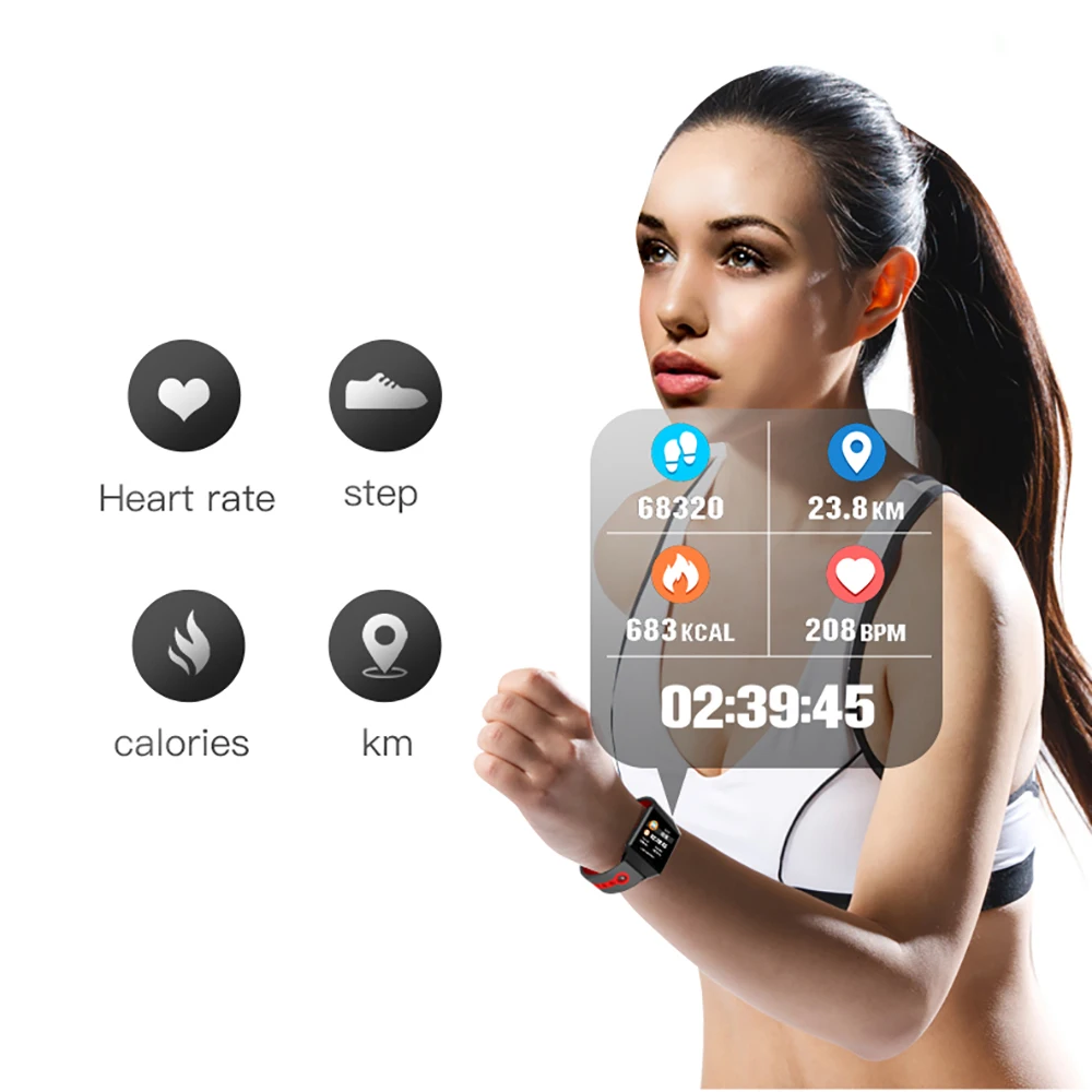Спортивные часы-браслет с Bluetooth, спортивные часы, монитор сердечного ритма, цветной экран, Android IOS, шагомер, часы W1