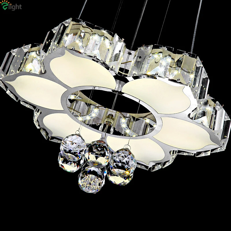 Современный блеск crystal led подвесной Люстры свет chrome Обеденная LED люстра Освещение Luminaria подвесные светильники