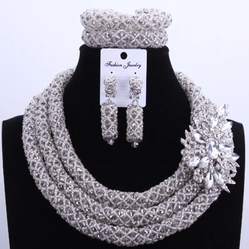4 ujewelry Ювелирные украшения Наборы для ухода за кожей Серый Кристалл Бусины в