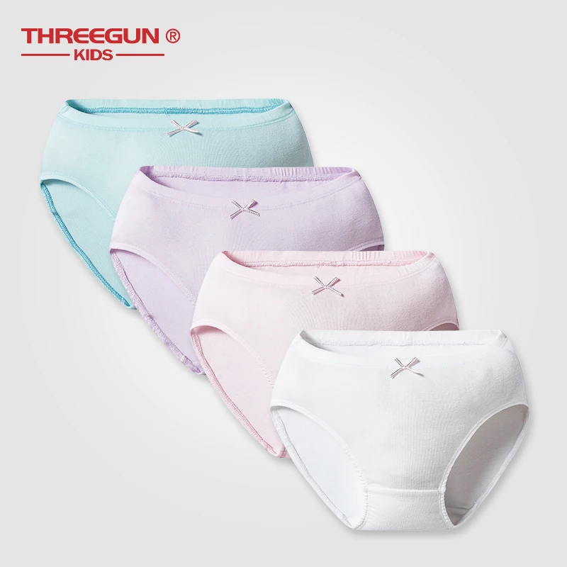 THREEGUN/детское нижнее белье для девочек; хлопковые трусы-боксеры; детские трусы ярких цветов с бантом; трусы для девочек-подростков; одежда