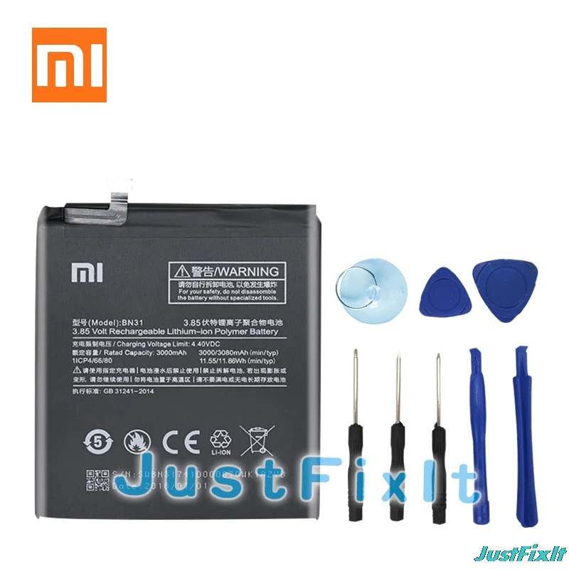 Оригинальный аккумулятор BN31 Xiao mi для телефона Xiaomi 5X Red Note 5A/Pro A1 Y1 Lite S2 3000 мАч