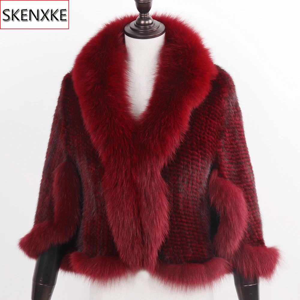 

New Real Mink Fur Poncho Knitted 100% Natural Real Mink Fur Shawl Natural Fox Fur Collar Pashmina Autumn Winter Mink Fur Scarfs