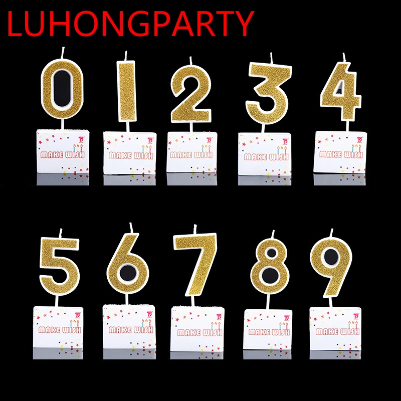 1 шт. золотистые красные цифры свечи для торта капкейков детей день рождения| |