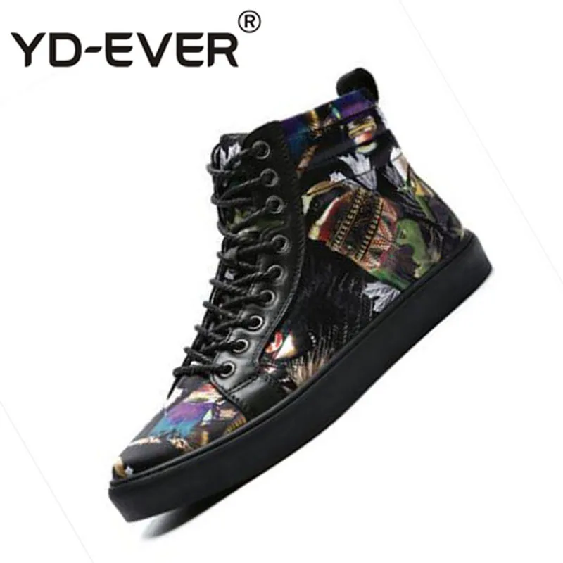 Black High Top Trainers Sneakers Genuine Leather Designer Shoes Men Luxury 2019 Skate Big Size Printed Hip Hop Runway Quality | Обувь