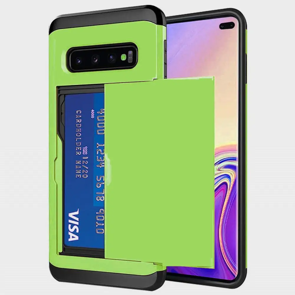 Green Для samsung Galaxy S10 Plus S9 S8 S7 S6 Edge S5 S10E S10 5G чехол горка Броня кошелек слоты для карт держатель чехол для samsung Note 9 8 - Цвет: Green