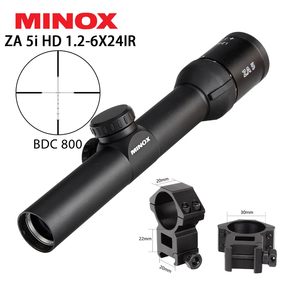 High Picatinny Rings MINOX ZA 5i HD 1,2-6X24 ИК тактический оптический прицел BDC 800 сетка длинный глаз рельеф прицел для охоты стрельба - Цвет: High Picatinny Rings