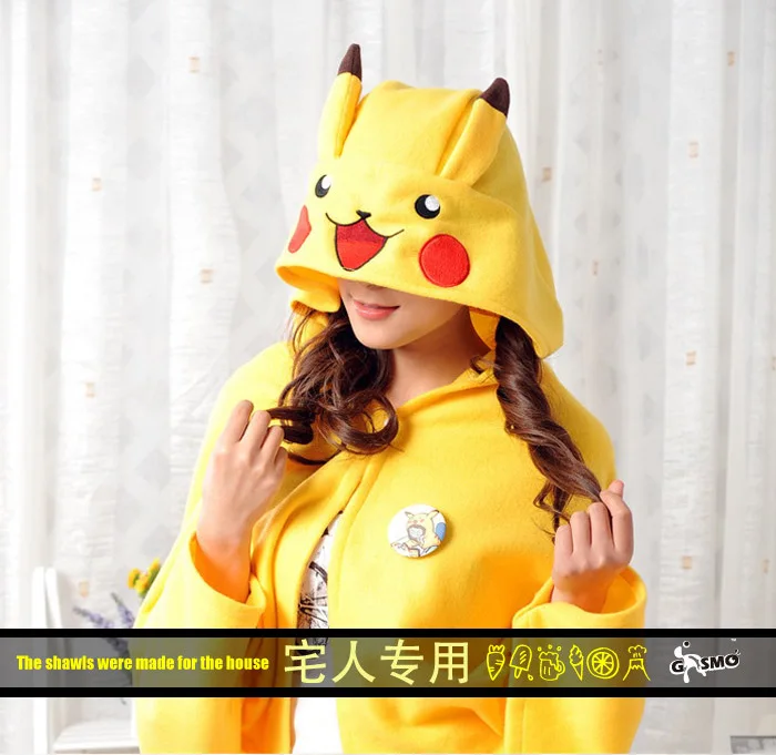 Женское пальто с капюшоном повседневные плащи и в виде животных Пикачу Pokemon