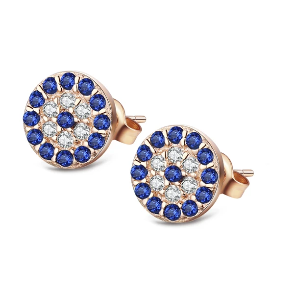 rose gold TONGZHE современные женские серьги модные ювелирные изделия 925 серебро с голубым камнем CZ девушка серьги гвоздики для женщин Bijoux Femme - Окраска металла: rose gold
